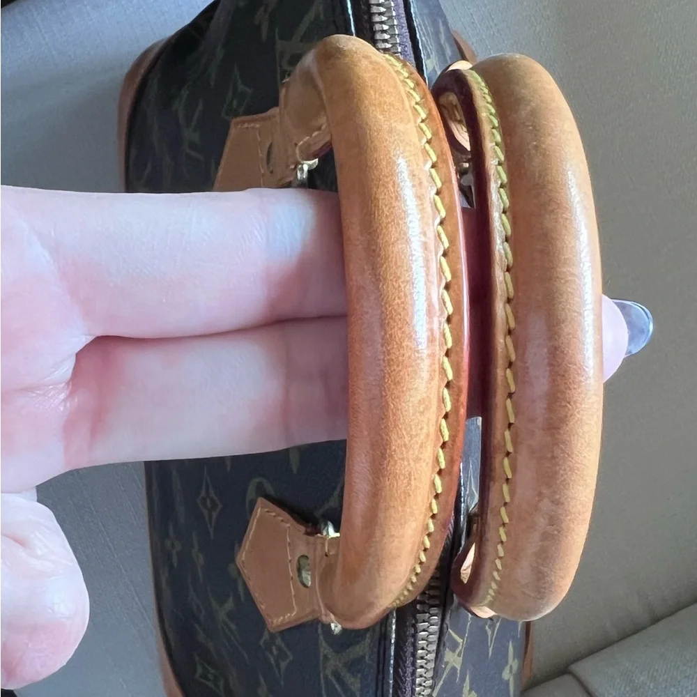 Louis Vuitton Brown Monogram Satchel with Tan Leather Trim